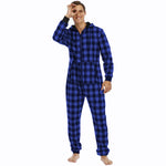Men's Flannel Check Hooded One-piece Pajamas - Vignette | MyaLova