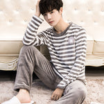 Autumn And Winter Men's Pajamas Coral Fleece Thickened Warm - Vignette | MyaLova