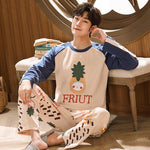 Men's Long Sleeve Comfortable Loose Pajama Set - Vignette | MyaLova
