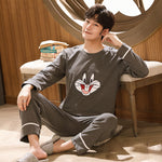 Men's Long Sleeve Comfortable Loose Pajama Set - Vignette | MyaLova