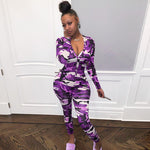 V-neck Romper Camouflage Print Pajamas Sexy One Piece Sleepwear - Vignette | MyaLova
