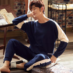 Peter Beauties Men'S Pyjamas Spring Autumn Korean Youth Pure Cotton - Vignette | MyaLova