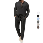 Solid Color Casual T-shirt Long Sleeve Shirt Trousers Suit - Vignette | MyaLova