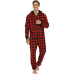 Men's Flannel Check Hooded One-piece Pajamas - Vignette | MyaLova