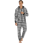 Men's Flannel Check Hooded One-piece Pajamas - Vignette | MyaLova