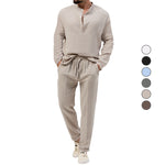 Solid Color Casual T-shirt Long Sleeve Shirt Trousers Suit - Vignette | MyaLova