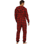 Men's Flannel Check Hooded One-piece Pajamas - Vignette | MyaLova