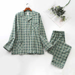 Long-sleeved Trousers And Brushed Plaid Pajama Set - Vignette | MyaLova