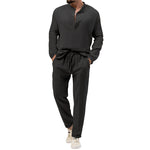 Solid Color Casual T-shirt Long Sleeve Shirt Trousers Suit - Vignette | MyaLova