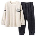 Coral Velvet Pajamas Men's Winter Thicken Thermal Pullover Round Neck Flannel Home Wear - Vignette | MyaLova