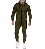 Men's sports suit solid color casual wear with hood - Vignette | MyaLova