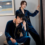 Couple Pajamas Women's Spring And Autumn Men's Long-sleeved Red Gold Velvet Home Wear - Vignette | MyaLova
