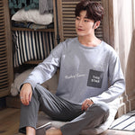 Casual Knitted Long-sleeved Round Neck Pajama Set - Vignette | MyaLova