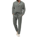 Solid Color Casual T-shirt Long Sleeve Shirt Trousers Suit - Vignette | MyaLova