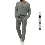 Solid Color Casual T-shirt Long Sleeve Shirt Trousers Suit - Vignette | MyaLova