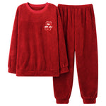 Coral Velvet Pajamas Men's Winter Thicken Thermal Pullover Round Neck Flannel Home Wear - Vignette | MyaLova