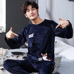 Autumn And Winter Men's Pajamas Coral Fleece Thickened Warm - Vignette | MyaLova