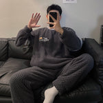 Plush Pajamas Men's Winter Warm Leisure Flannel Suit - Vignette | MyaLova