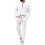 Solid Color Casual T-shirt Long Sleeve Shirt Trousers Suit - Vignette | MyaLova