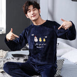 Autumn And Winter Men's Pajamas Coral Fleece Thickened Warm - Vignette | MyaLova