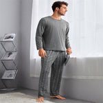 Thin Section Plaid Loungewear Outer Pants Men's Suit - Vignette | MyaLova