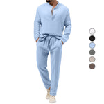 Solid Color Casual T-shirt Long Sleeve Shirt Trousers Suit - Vignette | MyaLova