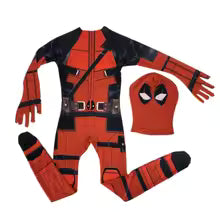Costume Deadpool enfant rouge noir combinaison masque gants - MyaLova