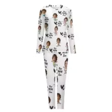 Ensemble pyjama adulte personnalisable blanc – pyjama 2 pièces avec photo sur mesure - MyaLova