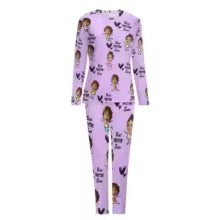 Ensemble pyjama adulte personnalisable mauve – pyjama 2 pièces avec photo sur mesure - MyaLova