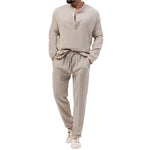 Solid Color Casual T-shirt Long Sleeve Shirt Trousers Suit - Vignette | MyaLova
