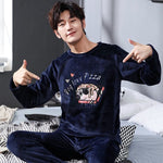 Autumn And Winter Men's Pajamas Coral Fleece Thickened Warm - Vignette | MyaLova