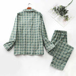 Long-sleeved Trousers And Brushed Plaid Pajama Set - Vignette | MyaLova