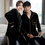 Couple Pajamas Women's Spring And Autumn Men's Long-sleeved Red Gold Velvet Home Wear - Vignette | MyaLova
