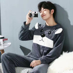 Autumn And Winter Men's Pajamas Coral Fleece Thickened Warm - Vignette | MyaLova