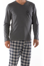 Casual Long-sleeved Men's Cotton Pajamas Suit - Vignette | MyaLova