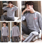 Casual Knitted Long-sleeved Round Neck Pajama Set - Vignette | MyaLova