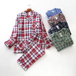 Long-sleeved Trousers And Brushed Plaid Pajama Set - Vignette | MyaLova