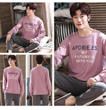 Casual Knitted Long-sleeved Round Neck Pajama Set - Vignette | MyaLova