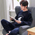 Autumn And Winter Men's Pajamas Coral Fleece Thickened Warm - Vignette | MyaLova