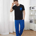 Men's Pajamas Set Short-sleeved Long Pants Home Wear - Vignette | MyaLova
