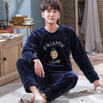 Autumn And Winter Men's Pajamas Coral Fleece Thickened Warm - Vignette | MyaLova
