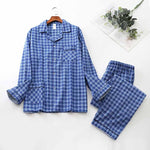 Long-sleeved Trousers And Brushed Plaid Pajama Set - Vignette | MyaLova