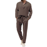 Solid Color Casual T-shirt Long Sleeve Shirt Trousers Suit - Vignette | MyaLova