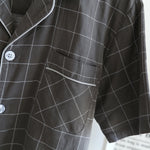Single-line Plaid Pajamas Men's Short-sleeved Trousers Suit - Vignette | MyaLova