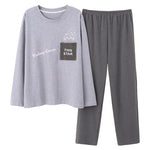 Casual Knitted Long-sleeved Round Neck Pajama Set - Vignette | MyaLova