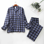 Long-sleeved Trousers And Brushed Plaid Pajama Set - Vignette | MyaLova