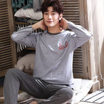 Casual Knitted Long-sleeved Round Neck Pajama Set - Vignette | MyaLova
