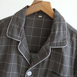 Single-line Plaid Pajamas Men's Short-sleeved Trousers Suit - Vignette | MyaLova