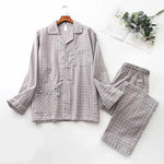 Brushed Cloth Long-sleeved Lapel Pajama Set - Vignette | MyaLova