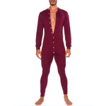 Solid Color Fashion Slim Fit  Button Jumpsuit Homewear - Vignette | MyaLova